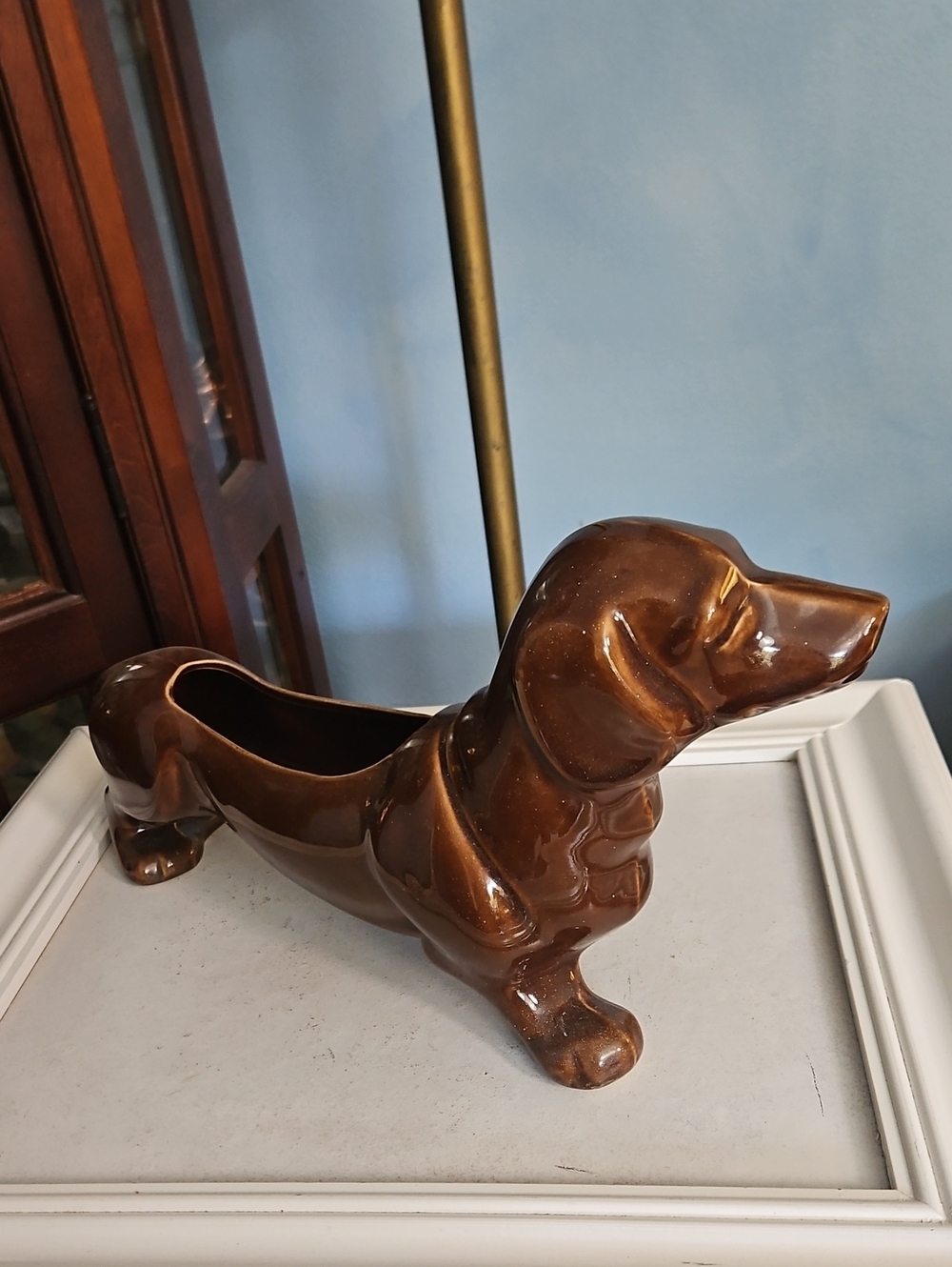 Dachshund Vintage Ceramic Planter in Brown - Classic Home Accents
